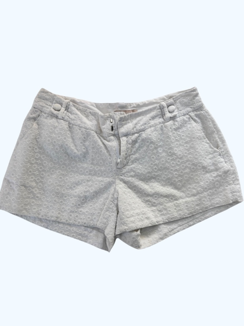 Banana Republic Ryan Fit White Shorty Shorts, Eyelet pattern Size 2
